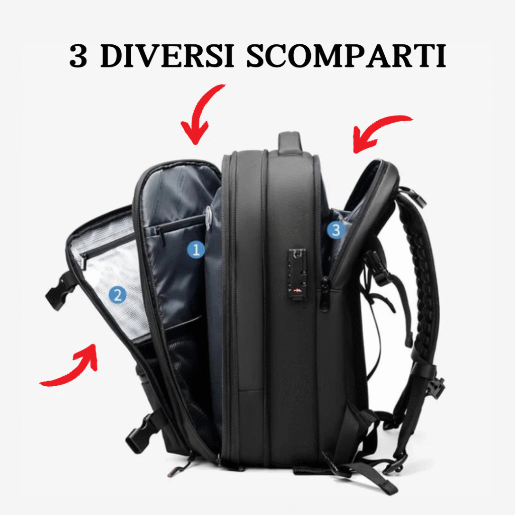 scomparti dello zaino sottovuoto