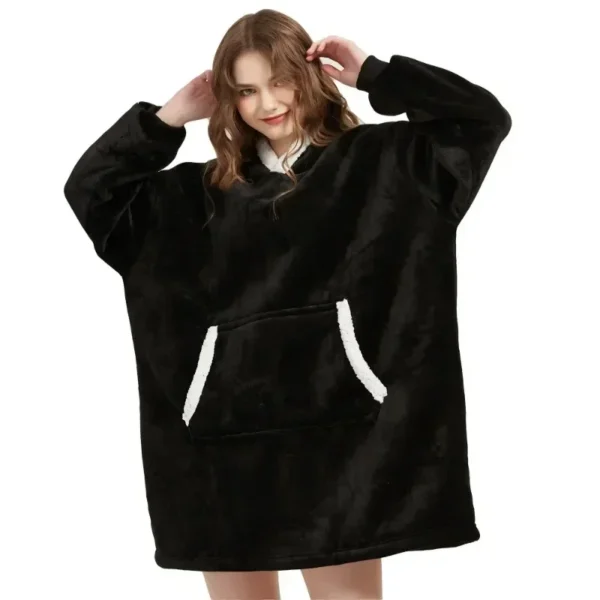Felpa Donna Oversize con Cappuccio Invernale in Pile Sherpa - immagine 4