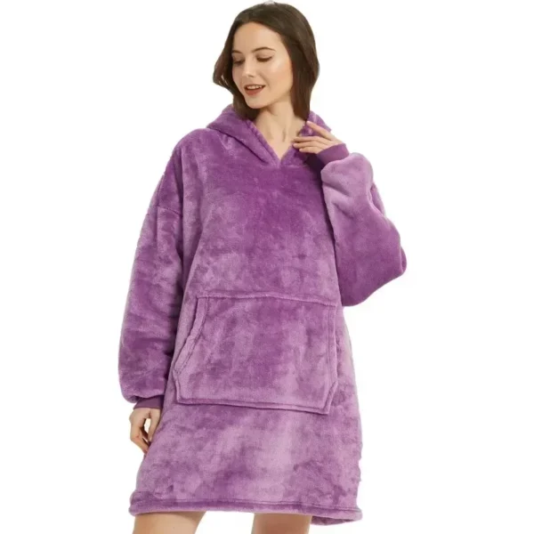 Felpa Donna Oversize con Cappuccio Invernale in Pile Sherpa - immagine 6
