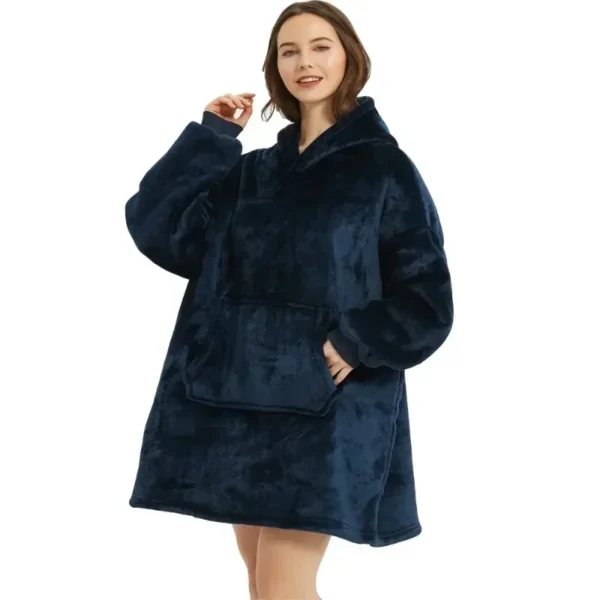Felpa Donna Oversize con Cappuccio Invernale in Pile Sherpa - immagine 5