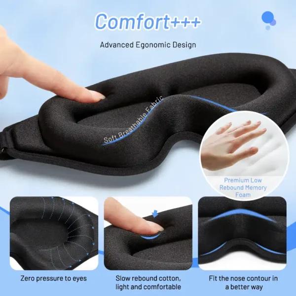 Maschera per Dormire 3D - 100% Total Black - immagine 3