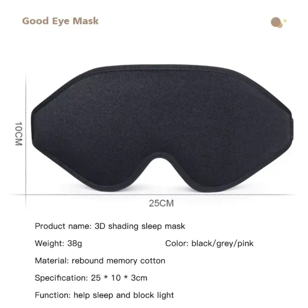 Maschera per Dormire 3D - 100% Total Black - immagine 2