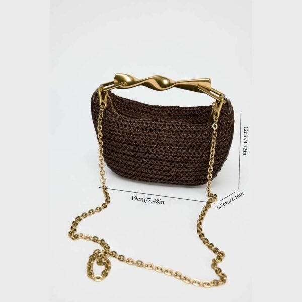 Borsetta Rotonda in Paglia Elegante 36x9x28 cm - immagine 4