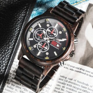 Orologio da Polso in Legno con Cronografo