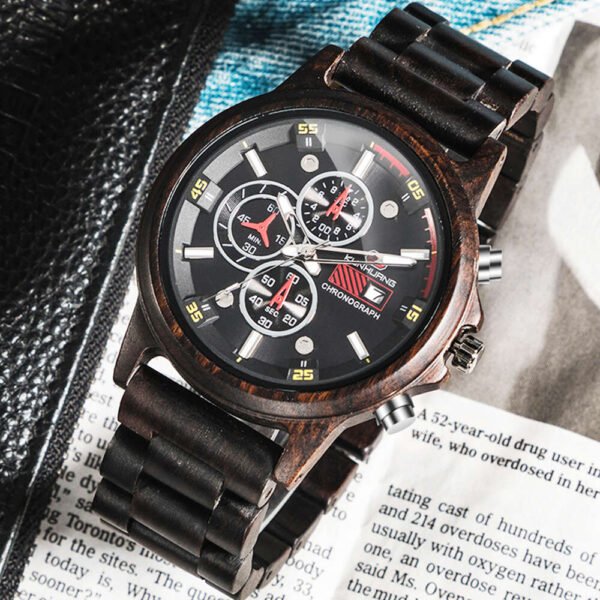 Orologio da Polso in Legno con Cronografo